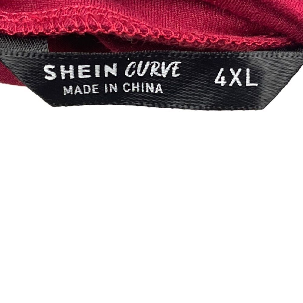 Shein Curve Red Cotton Blnd Drawstring Side short sleeve Tee & Skirt set Sz 4XL - Picture 10 of 11